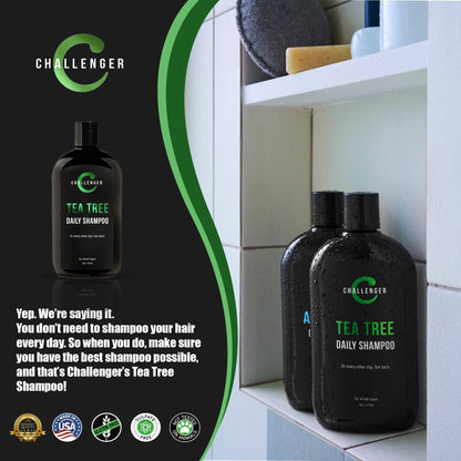 Challenger Tea Tree, Argan, Biotin, Shampoo - 2 pack 16oz - CHALLENGER MEN'S CARE