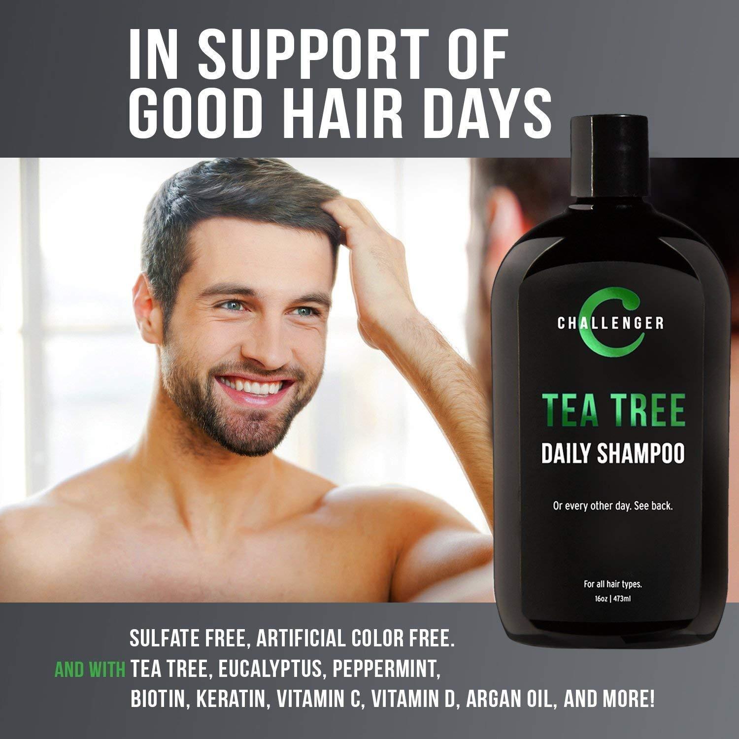 Challenger Tea Tree, Argan, Biotin, Shampoo - 2 pack 16oz - CHALLENGER MEN'S CARE